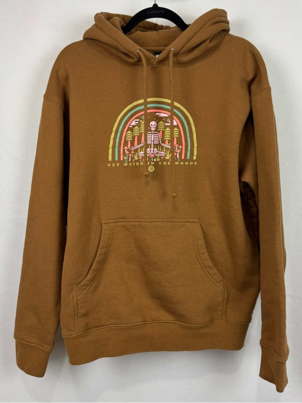 Stance Unisex Sz M Heavyweight Weird Woods Cotton Blend Graphic Hoodie In Saddle